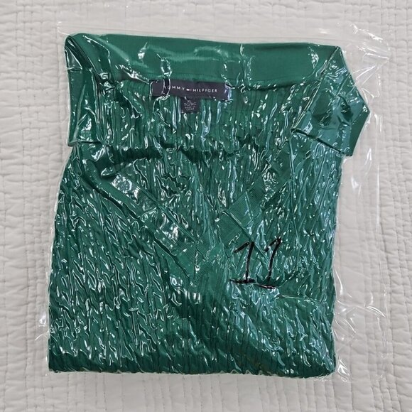 Tommy Hilfiger Cable Knit Sweater Women's XL Green V-Neck Long Sleeve EUC LN - Picture 13 of 13